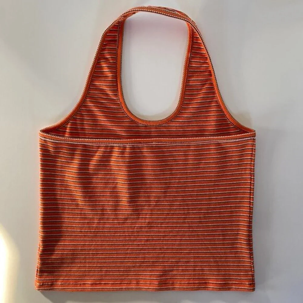 Fall Layering Anthropologie Y2K Halter Top Tank XL Orange Stripe Boho Retro 70s - Picture 7 of 11